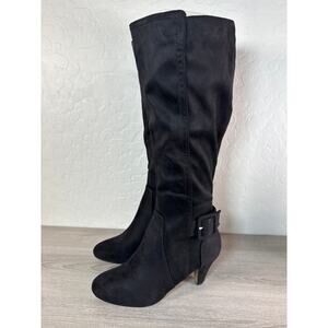 New Bella Vita Womens Black MicroSuede Troy II Tall Dress Boots Buckle Shoe Sz 7